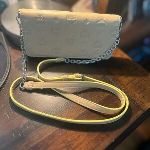 MCM Tan and Yellow Crossbody Wallet